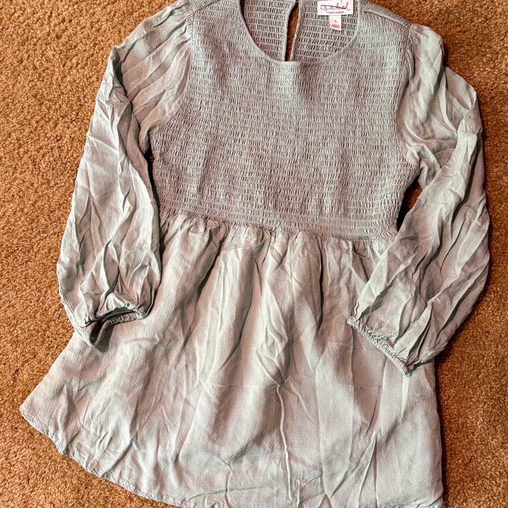 Elegant Kids Dress in Soft Gray-green